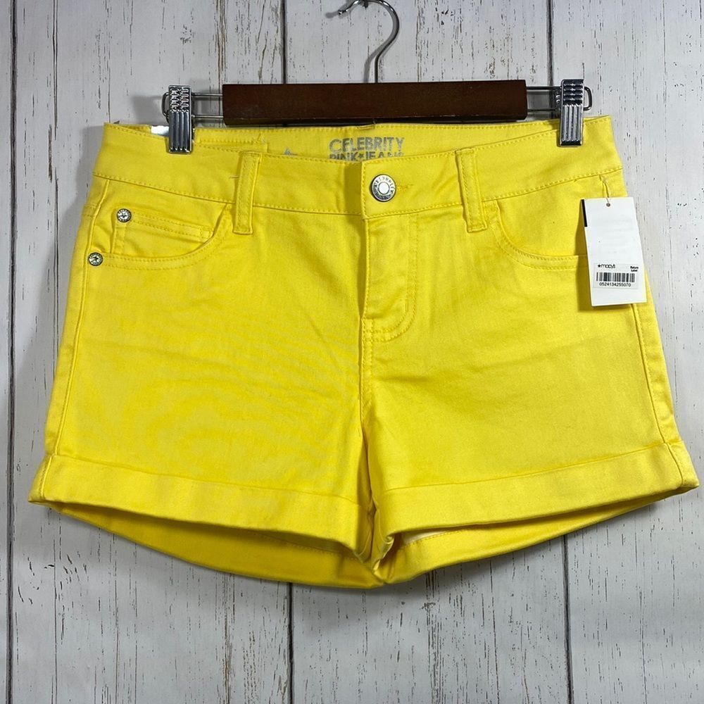 Celebrity Pink Cuffed  Bright Yellow Shorts